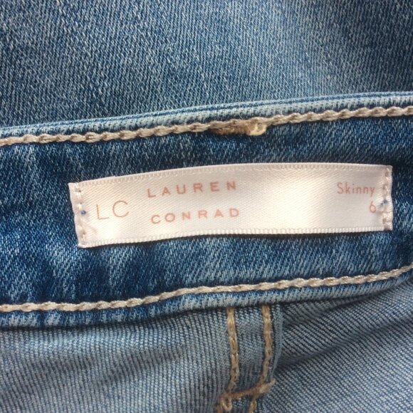 LC Lauren Conrad Boho Light Wash Raw Hem Classic Skinny Ankle Denim Jeans Size 6 - Picture 3 of 4